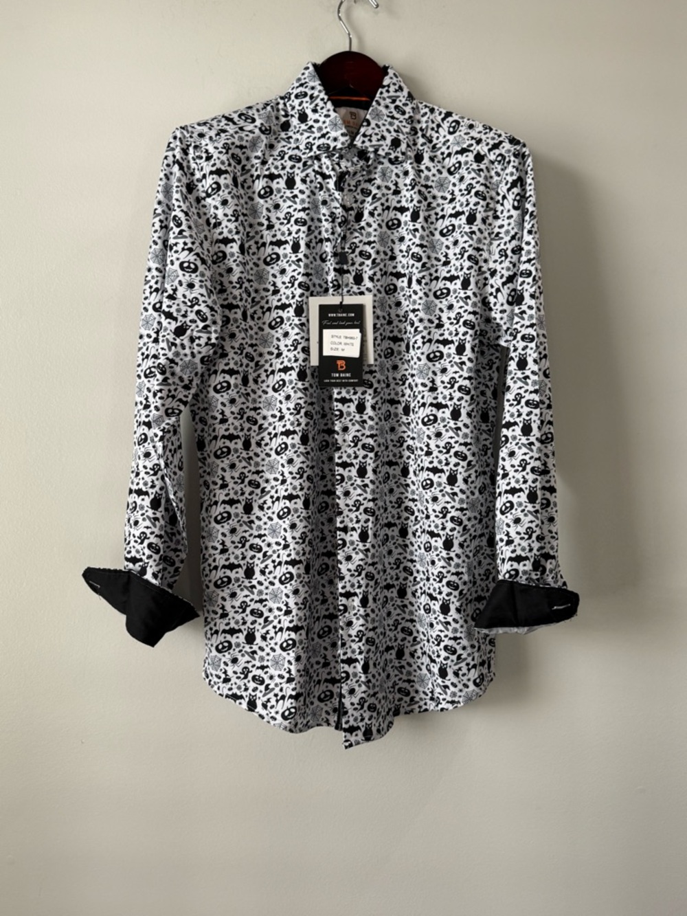 Tom Baine Halloween Collection slim fit men's shirt Size medium White/Black NWT